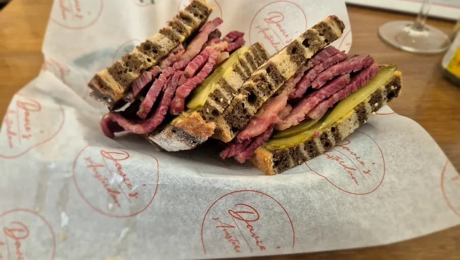 Smoked meat sandwich at Davie's sandwich shop in the Jordaan