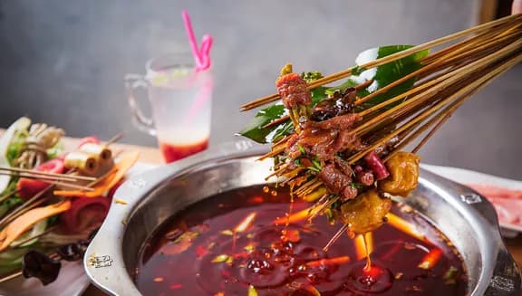 Beef and chicken skewers at Yuan's Hot Pot Chinese restaurant