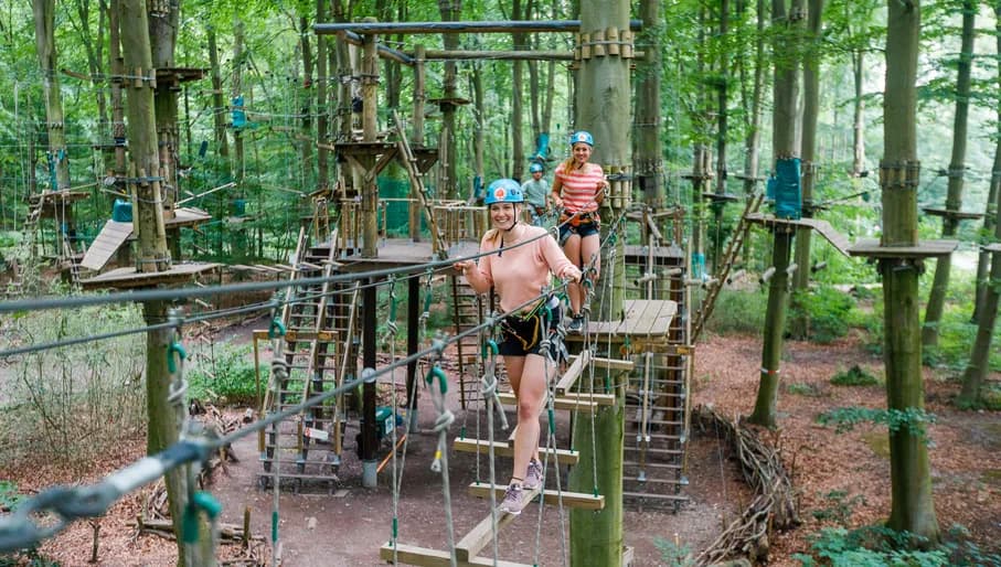 Girls on assault cause in the trees at Fun Forest