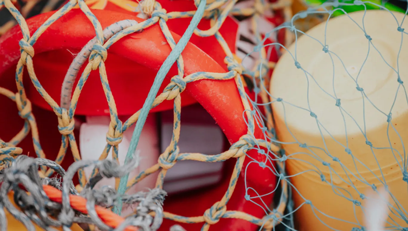 Materials collected in nets by beachcombing for Stichting Jutters Geluk Zandvoort.