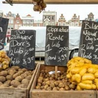 Potatoes stall at a Nieuwmarkt market stall.