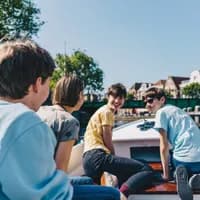 Family on a boat for day trip in Haarlem