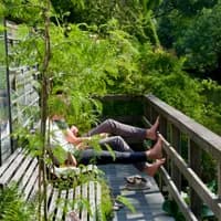 People enjoying the sun in Botanische Tuin Zuidas