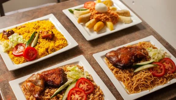 Dishes at New Draver roti shop Amsterdam