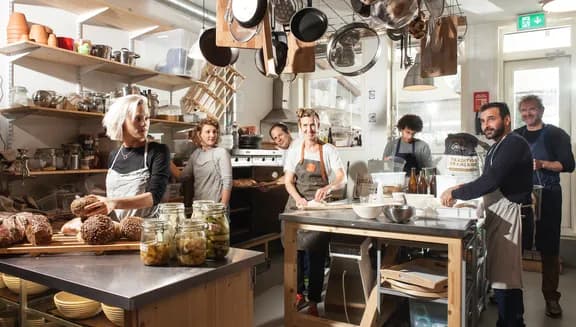 People taking cooking classes at the Baking Lab