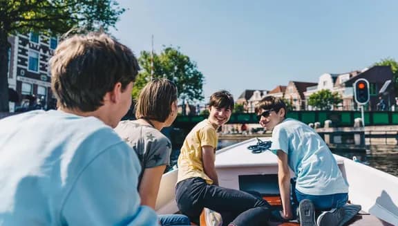Family on a boat for day trip in Haarlem