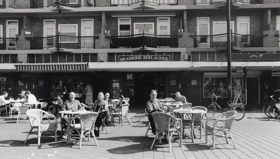 Sitting on terrace at Mercatorplein archive photo