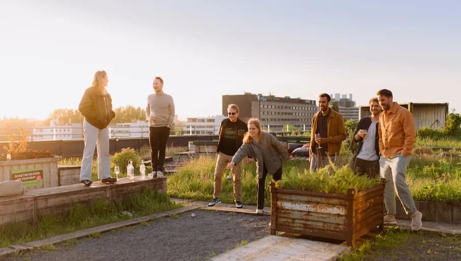 Bar Bistro Bureau people playing jeu de boules on the rooftop
