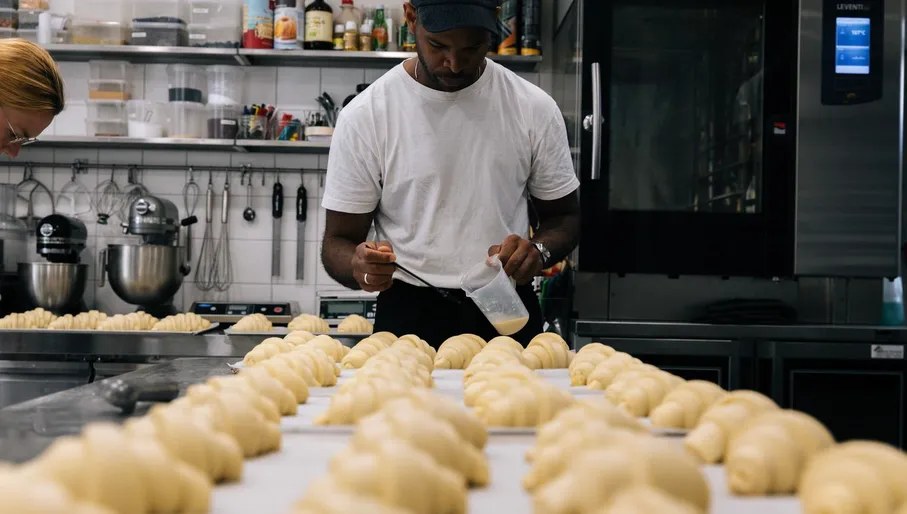 Chef making croissants at SAINT-JEAN Bakery