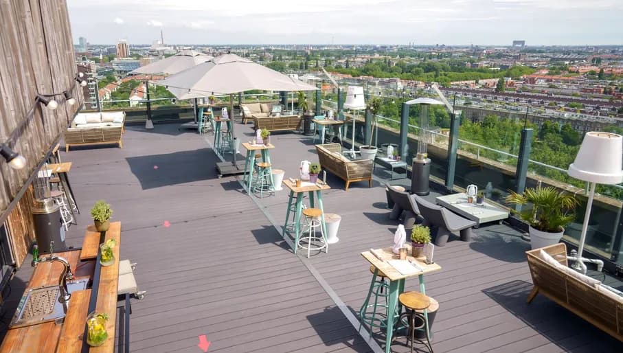 Rooftop terrace of Leonardo Hotel Amsterdam Rembrandtpark
