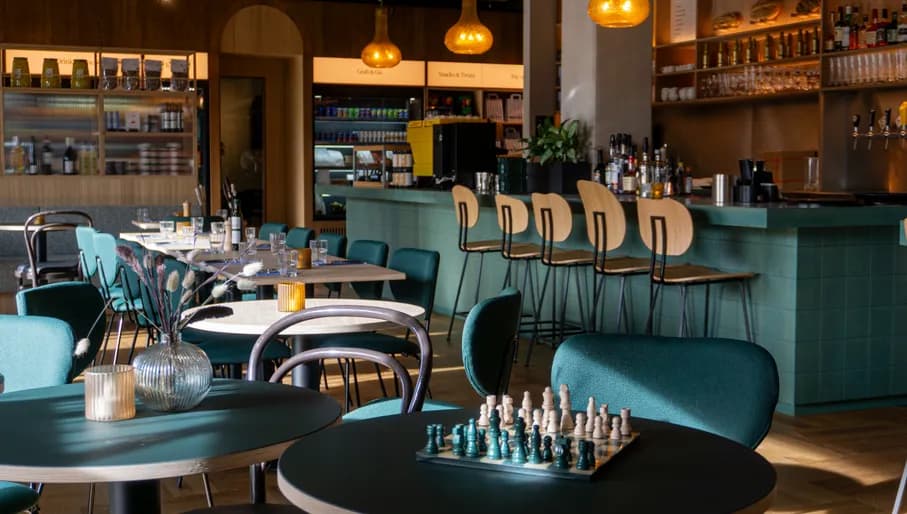 CaCanteen interior with chessboard