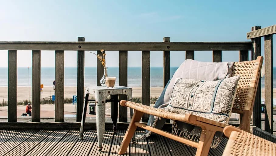 Balcony at accommodation, beach view