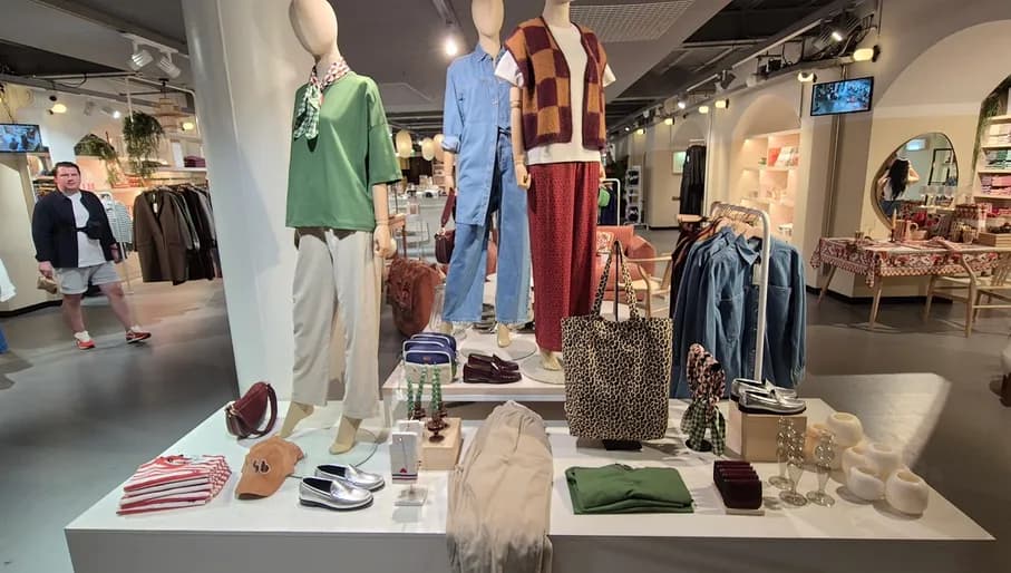 Clothing display in interior of Sissy Boy fashion boutique