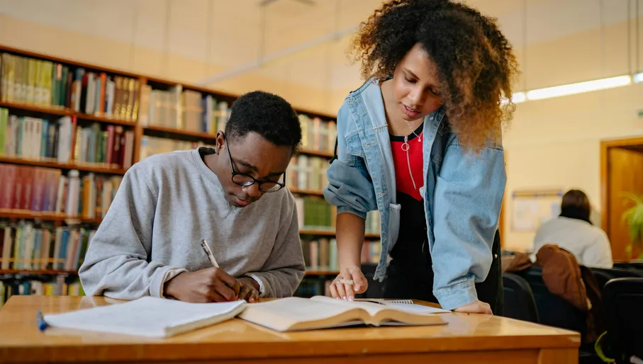 Pexels stock photo with two school children teens