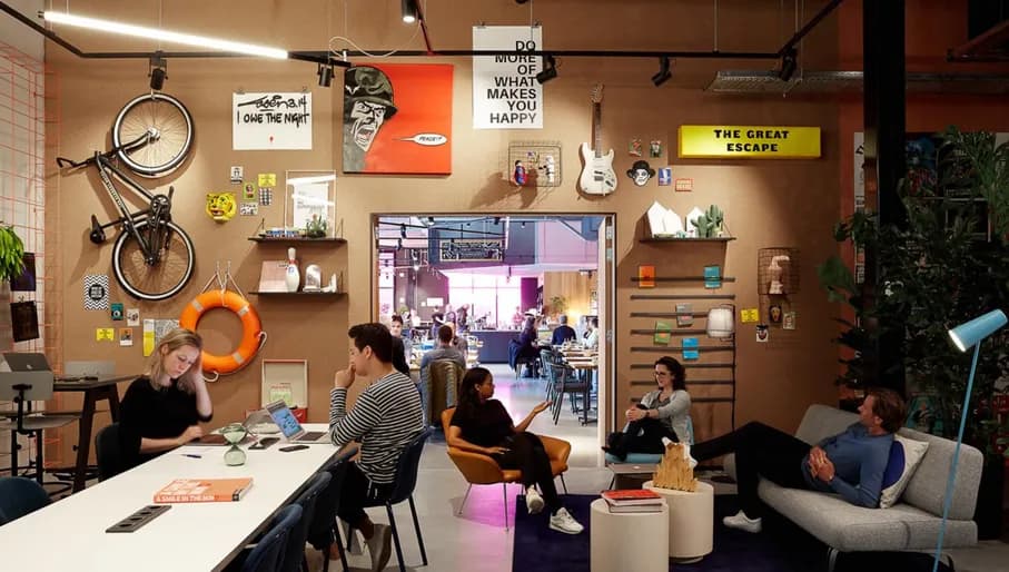 Co-working space of The Social Hub Amsterdam City.