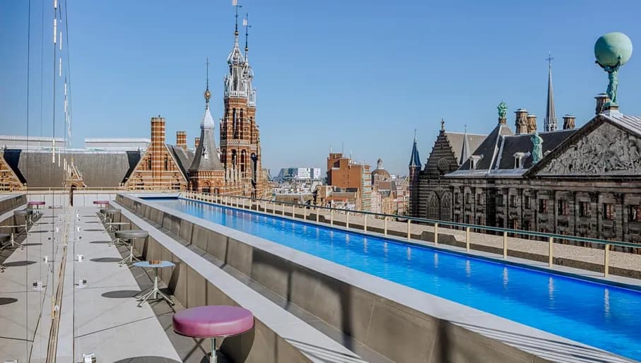 W Hotel rooftop terrace with swimming pool.
