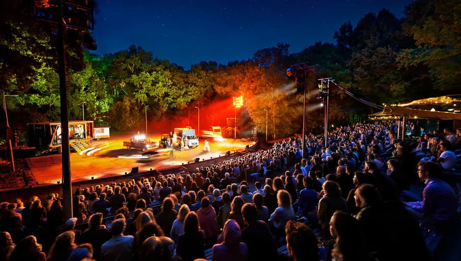 Amsterdamse Bos Theater audience watching a performance at night