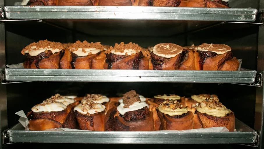 Cinnamon buns at Have a Roll vegan bakery