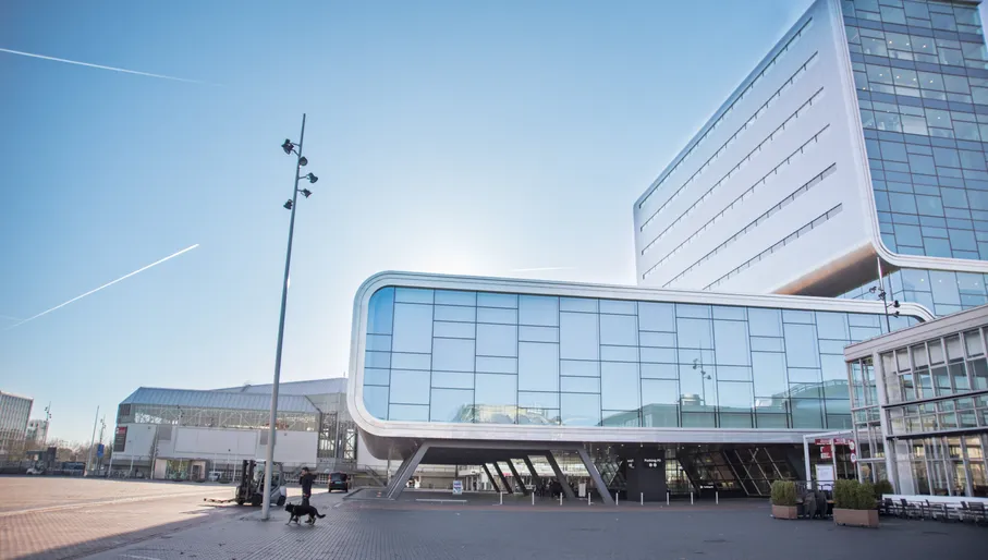 Facade of the RAI Convention Centre building.