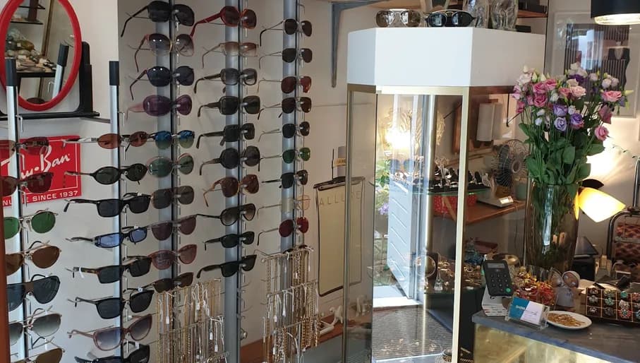 Galerie du Nord vintage sunglasses and accessories on display