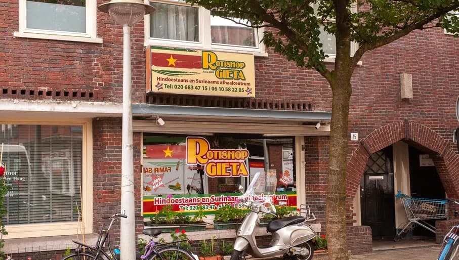 Exterior of Gieta roti shop Amsterdam