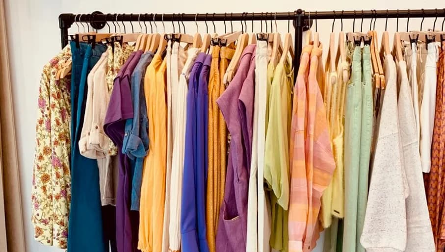 Store A Lovely Day interior, clothes on a rack