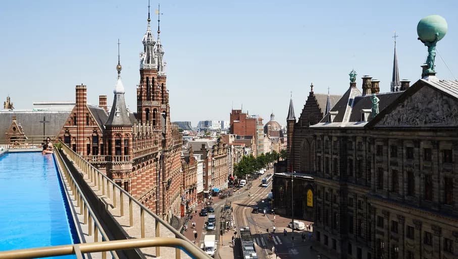 Mr Porter city view from the rooftop and swimming pool at W Hotel