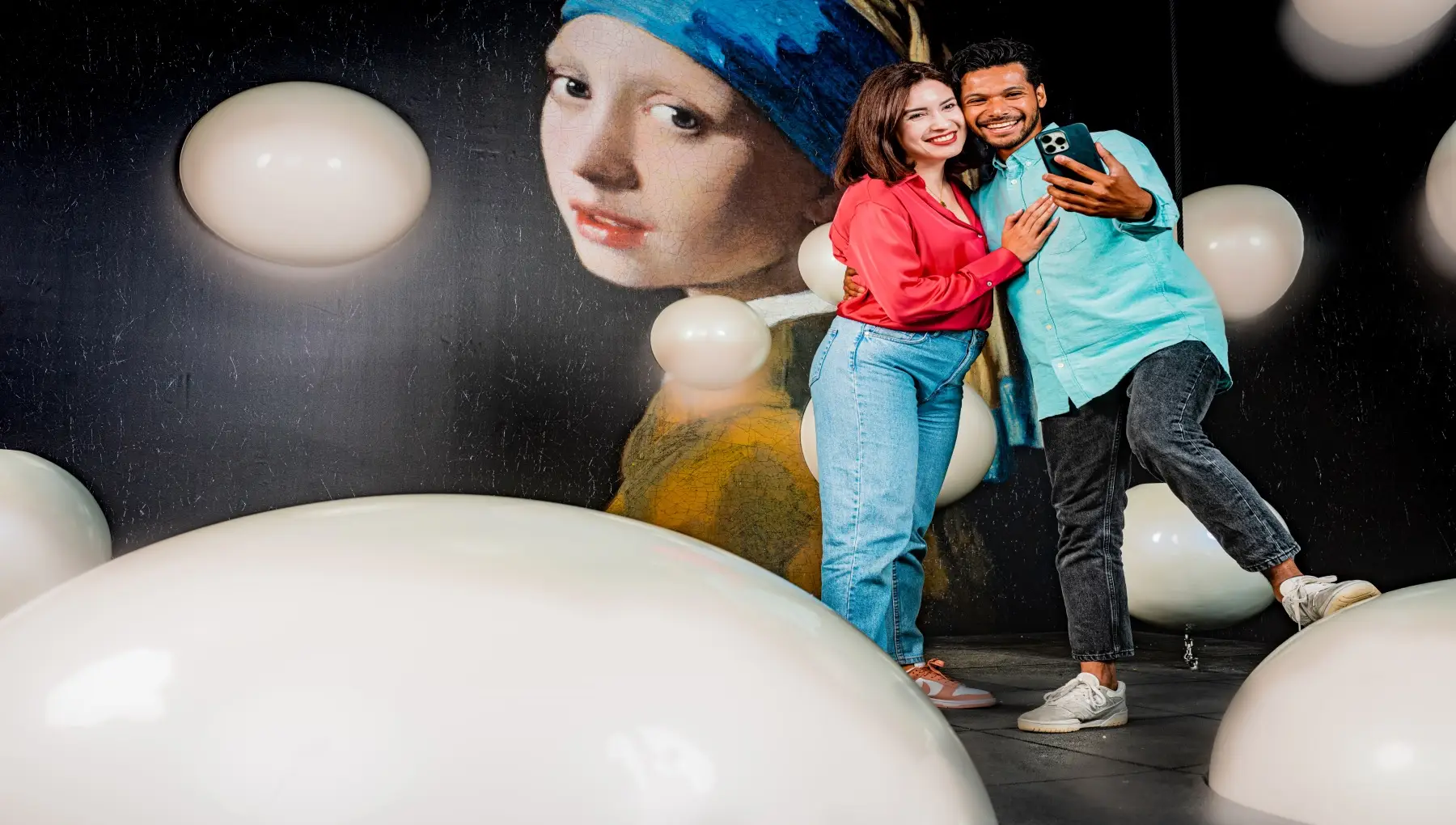 Meisje met de parel selfie