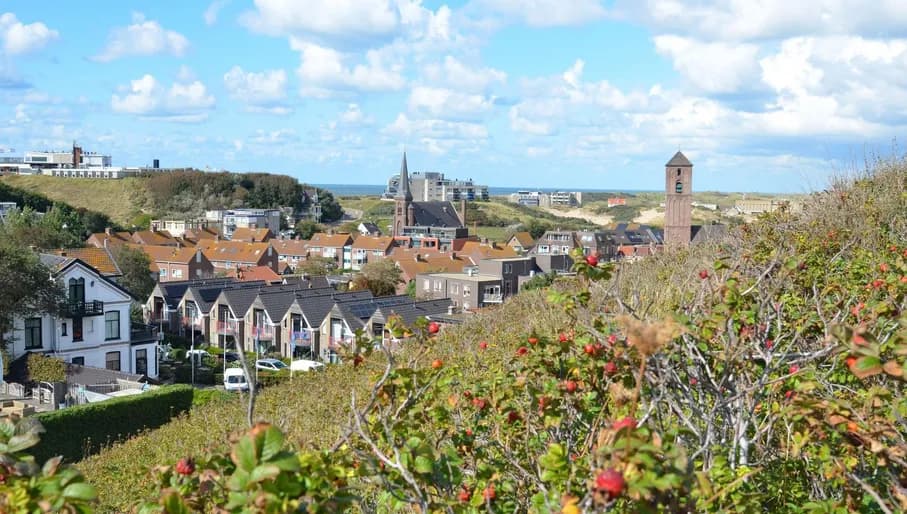 Village with churches at Wijk aan Zee