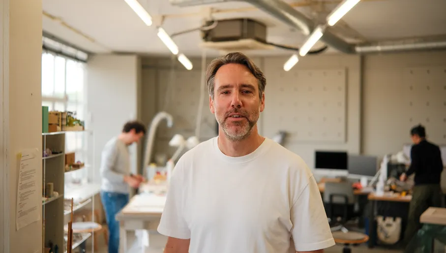 Headshot of Ward Massa, CEO and co-founder of FRONT (formerly Stonecycling) at their office building.