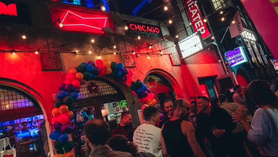 Exterior of comedy club during Boom Chicago Comedy Festival