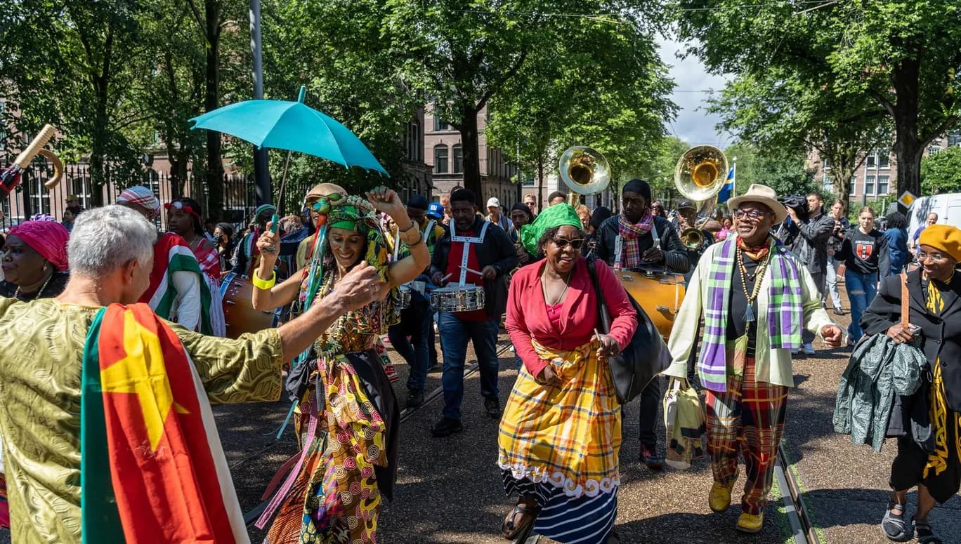 The 'Bigi Spikri' march during Keti Koti 2022.