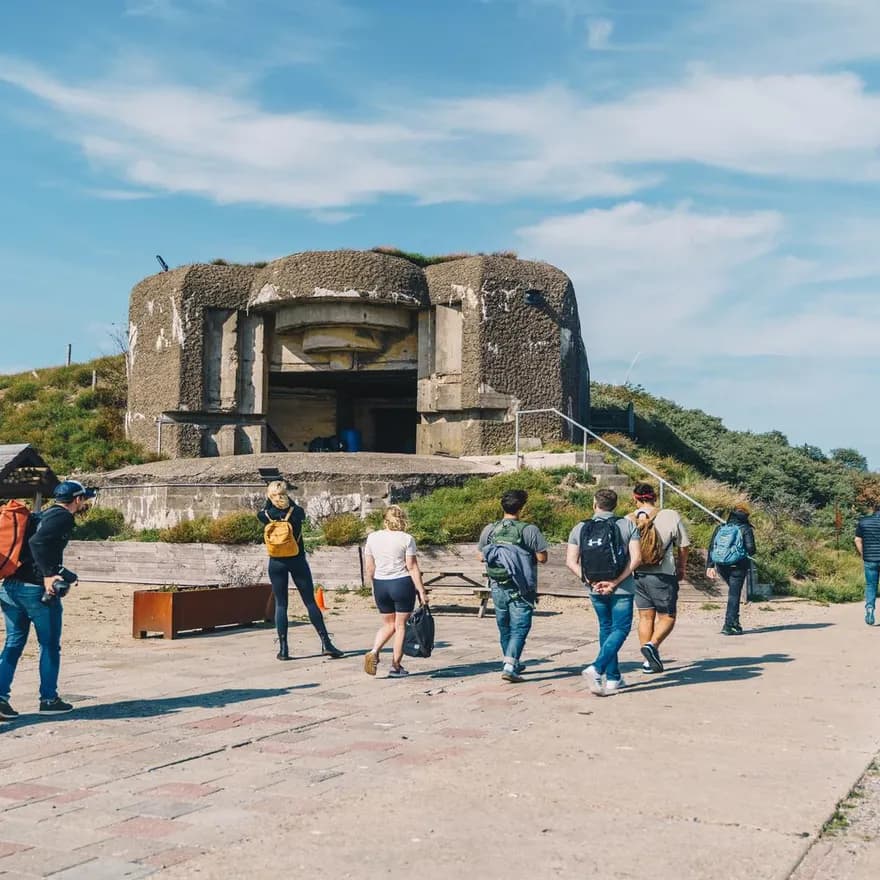People walking at the Amsterdam Beach Forteiland Ijmuiden -Bunker