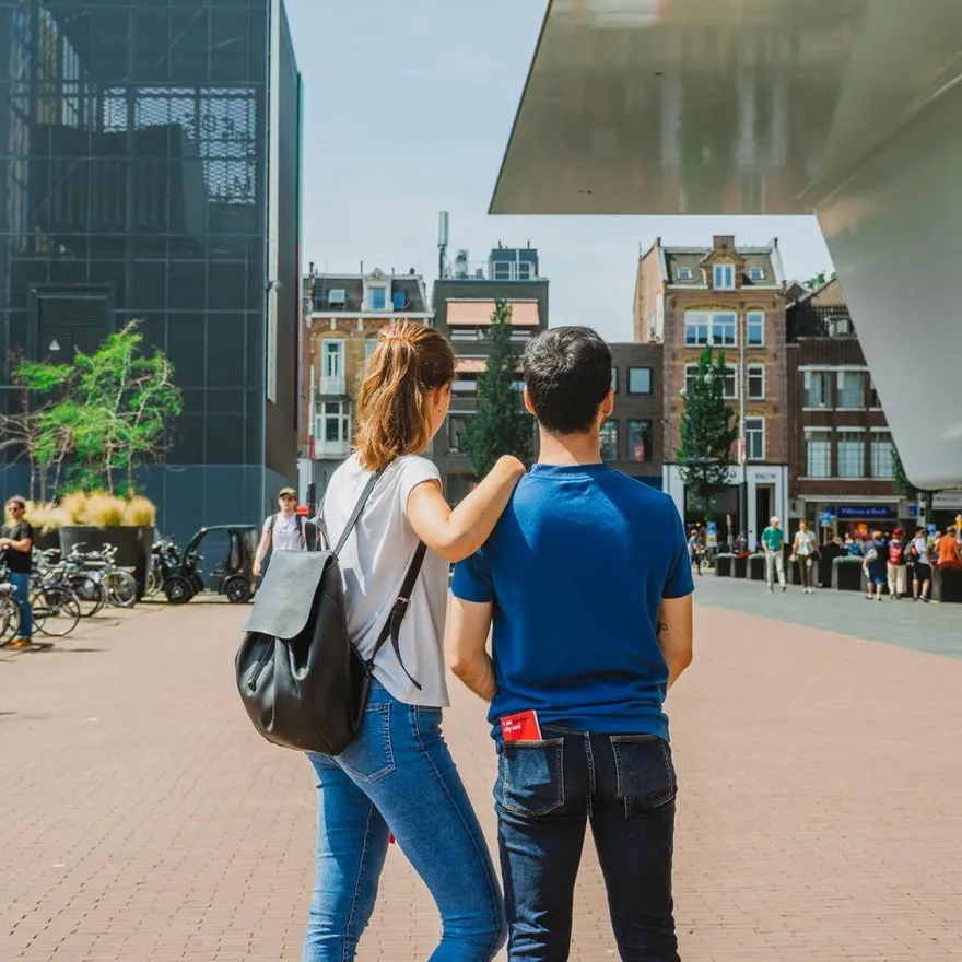 A couple at the Museumplein Stedelijk Museum