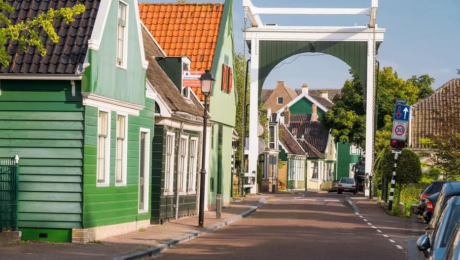 Westzaan street with typical houses