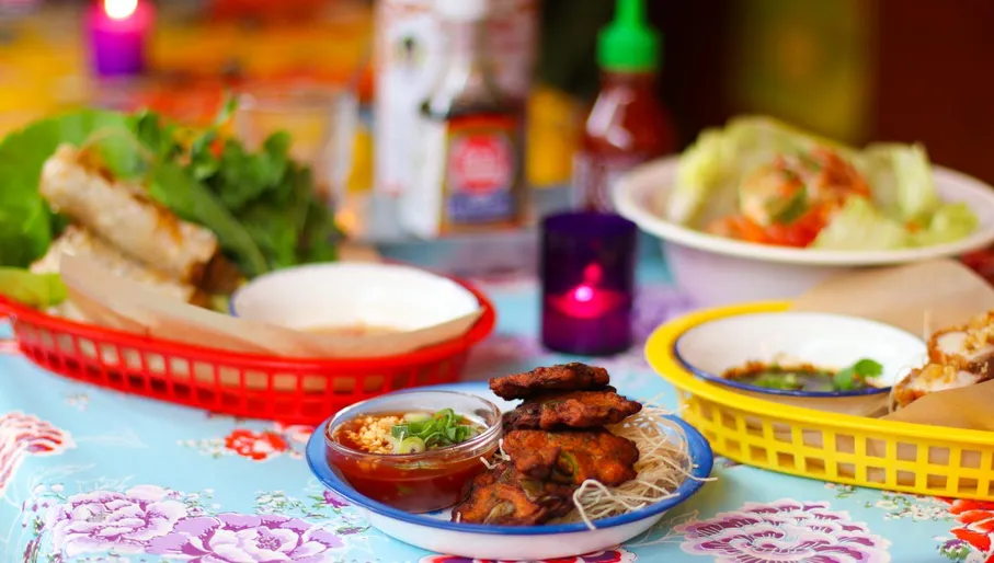 Dishes at Thai Thai Poppetje Thai restaurant in Amsterdam West